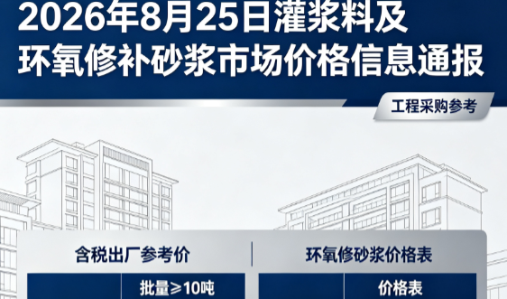 韶山2026年8月25日灌浆料及环氧修补砂浆市场价格信息通报